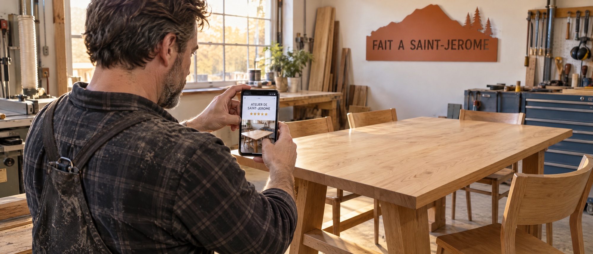 marketing en ligne pour un ébéniste de Saint-Jérôme qui photographie ses réalisations