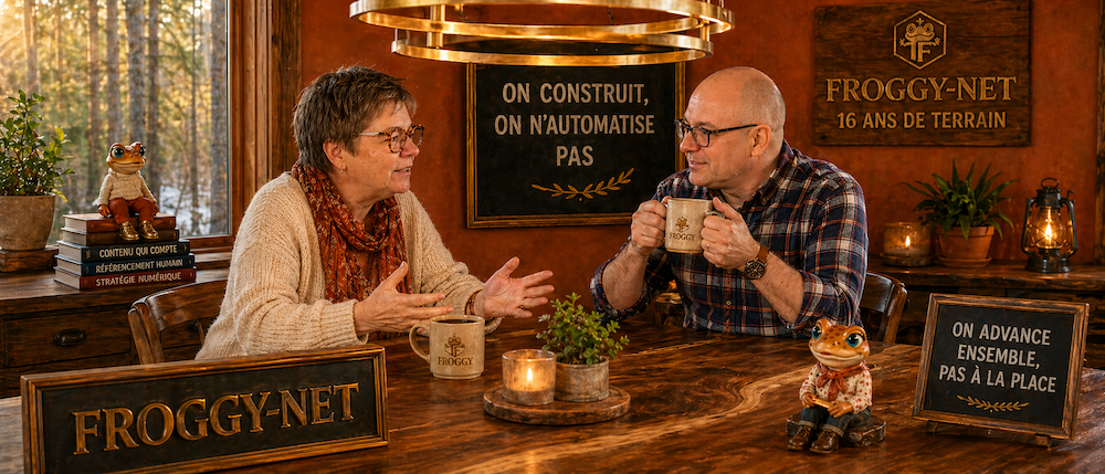 Daniel et Valérie Payotte cofondateurs Froggy-Net 16 ans de terrain marketing IA Québec