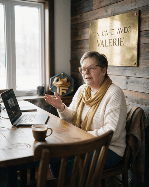 Valérie de Froggy-Net prend un café Zoom découverte avec un entrepreneur