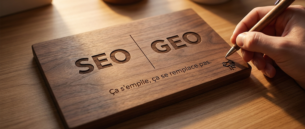 plaque bois SEO GEO ca s'empile ca se remplace pas Froggy-Net
