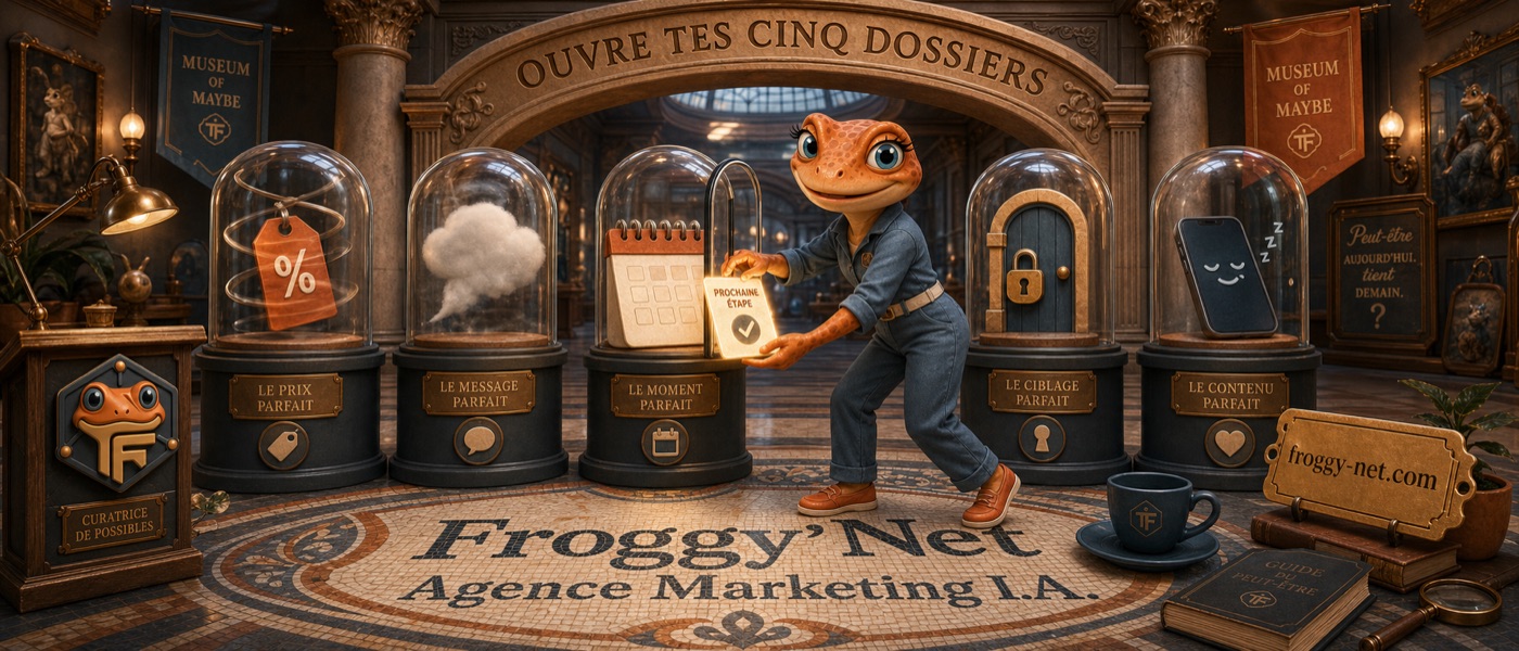 IA Gmail Google Drive : Mini Froggy trie les dossiers utiles dans un musée des peut-être.