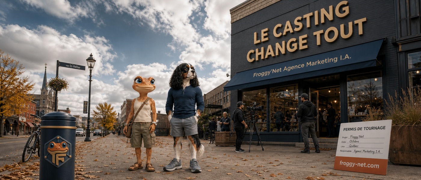 Mini Froggy dirige une vidéo IA fidèle à une entreprise réelle. Illustration de la section 1.