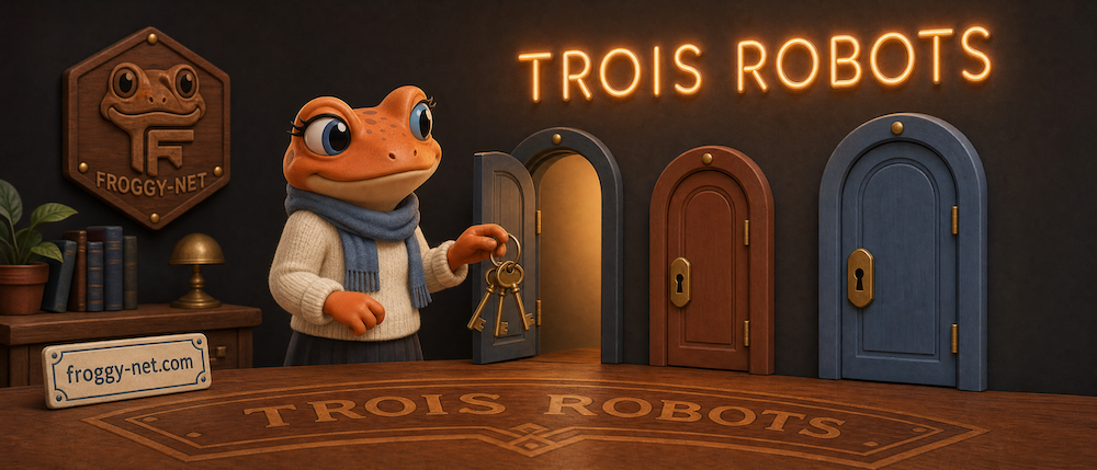 Les trois robots d'Anthropic représentés par trois portes et un trousseau de clés