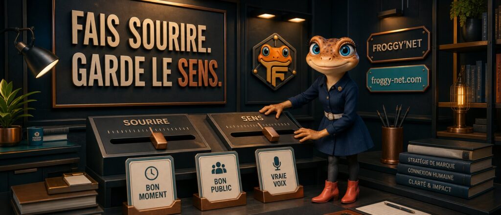 Mini Froggy Teen fait sourire sans perdre le sens : l’humour au service du message de la marque.