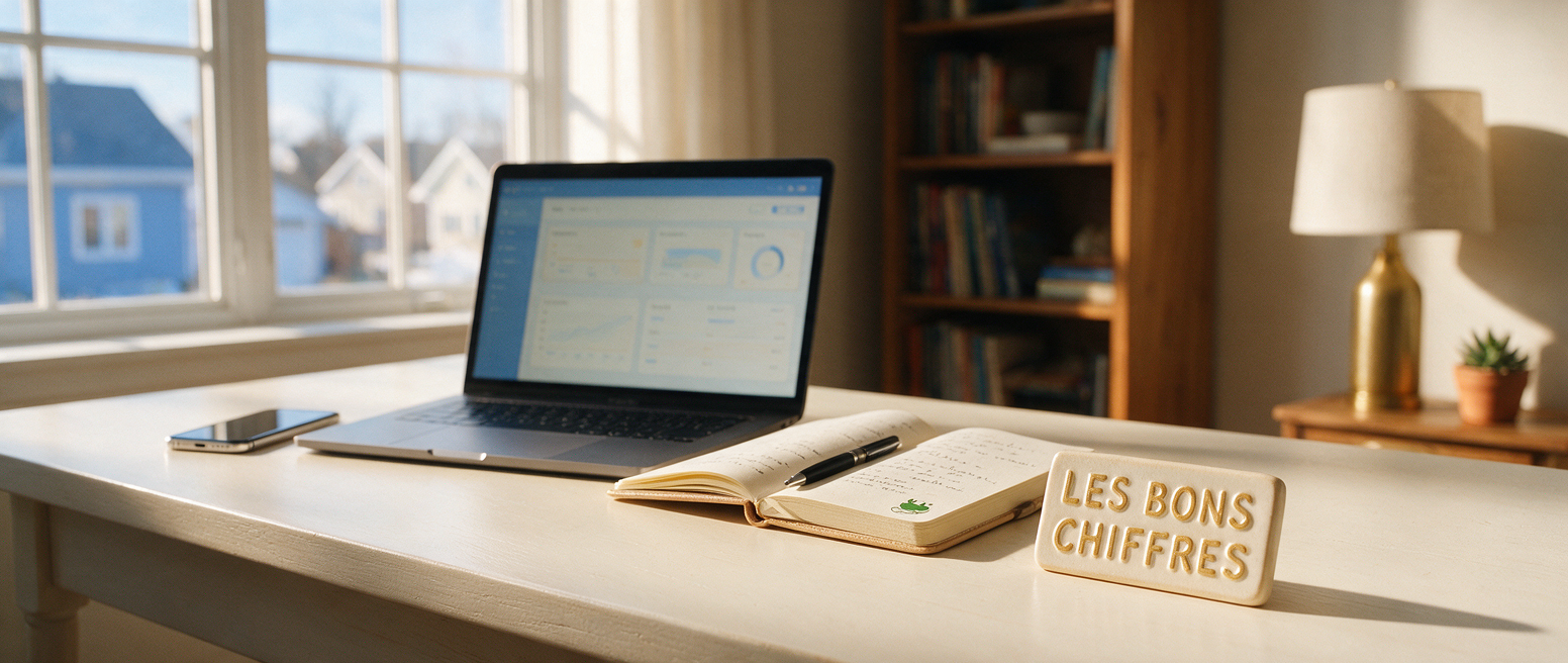 Bureau avec portable et plaque céramique « Les bons chiffres », mesurer si ses Reels fonctionnent