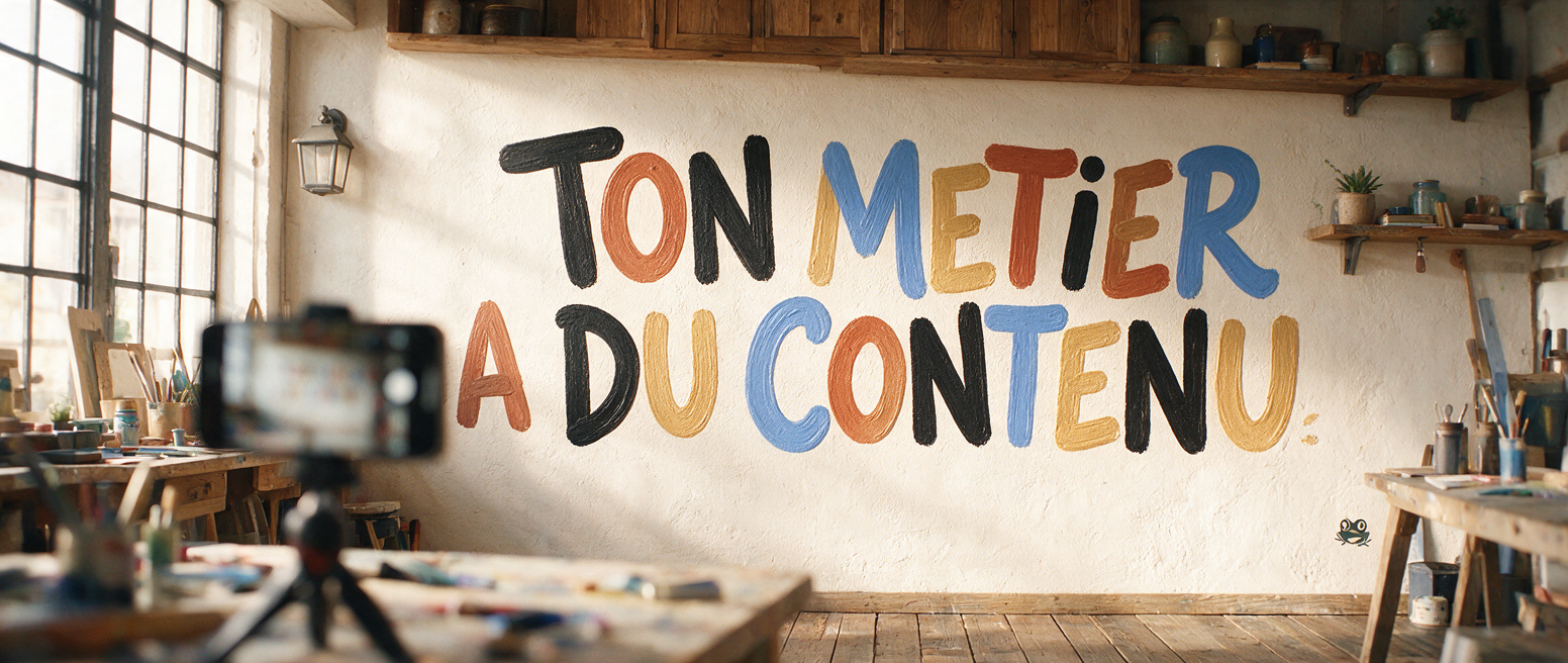 Murale « Ton métier a du contenu » dans un atelier, toute PME a sa place sur TikTok