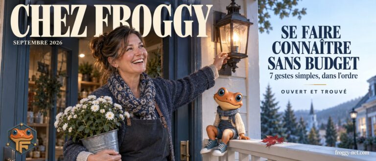 Faire connaître son entreprise sans budget : une commerçante des Laurentides rit en allumant la lanterne de son perron, une du magazine Chez Froggy