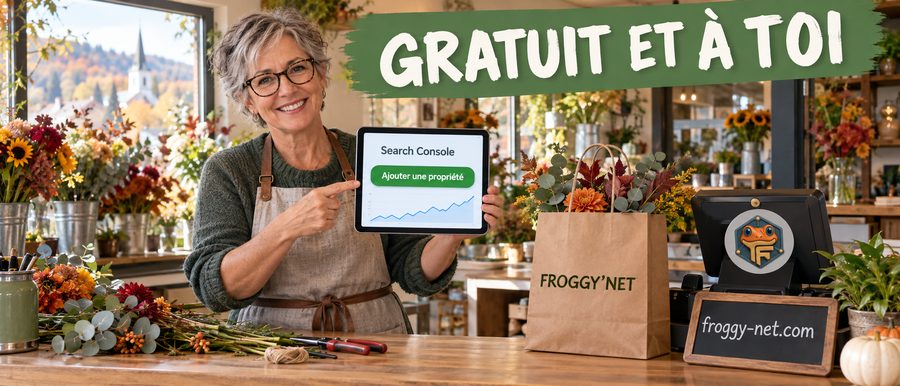 Comment lire Google Search Console : une fleuriste de Saint-Sauveur ajoute son site comme propriété, un service gratuit