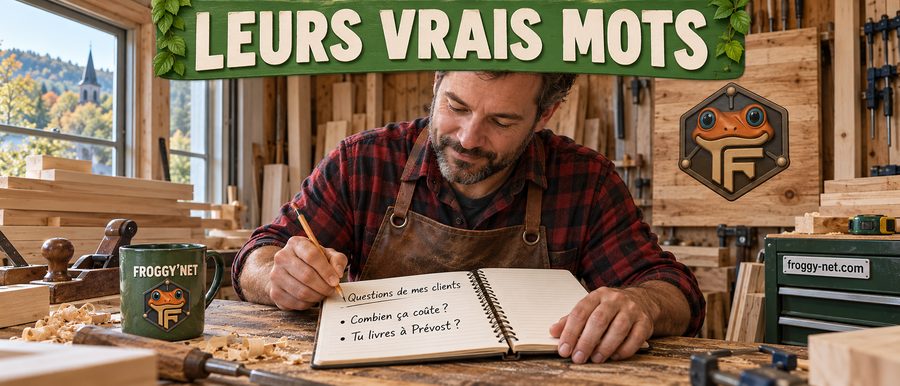 Comment lire Google Search Console : un ébéniste de Prévost note les vraies questions de ses clients