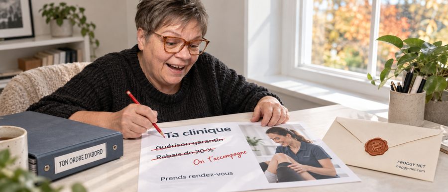 Marketing santé et déontologie : Valérie barre guérison garantie et rabais sur une publicité de clinique