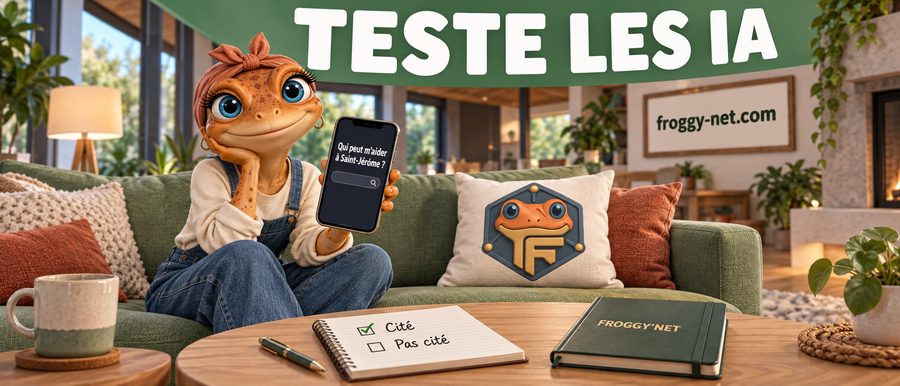 Comment lire Google Search Console et tester ChatGPT : Mini Froggy pose une question sur Saint-Jérôme en fenêtre privée