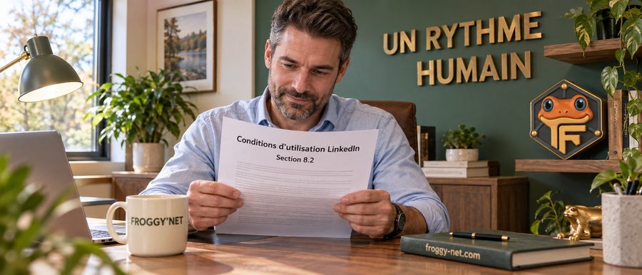 Automatisation LinkedIn permise? Le propriétaire d'une agence B2B de Laval relit les conditions d'utilisation, section 8.2