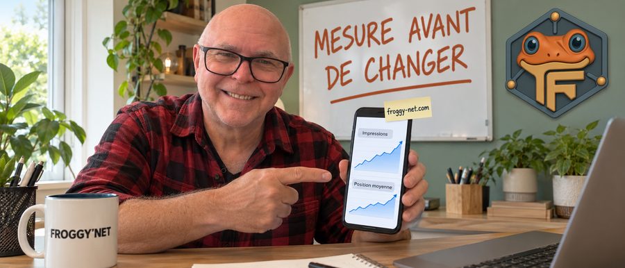 Être trouvé sur Google et les IA : Daniel montre la courbe des impressions dans Search Console