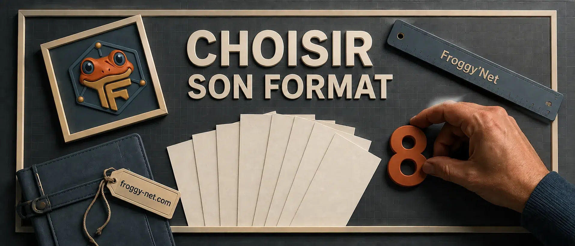 Des cadres de pages et huit feuilles illustrent les choix de format d’un carrousel LinkedIn.
