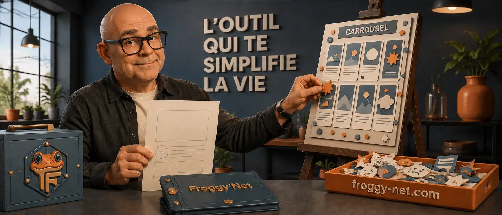 Daniel simplifie une maquette de carrousel en retirant les décorations superflues.