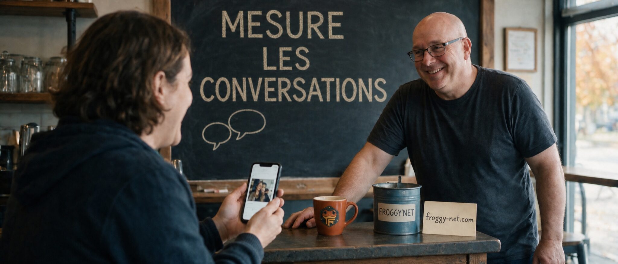 Déléguer la gestion des réseaux sociaux : Daniel Chaput jase avec une cliente qui a vu une publication, on mesure les conversations