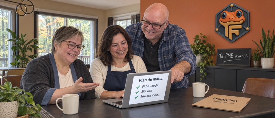 Daniel Chaput et Valérie Payotte préparent le plan de match web d’une entrepreneure à la Maison Froggy