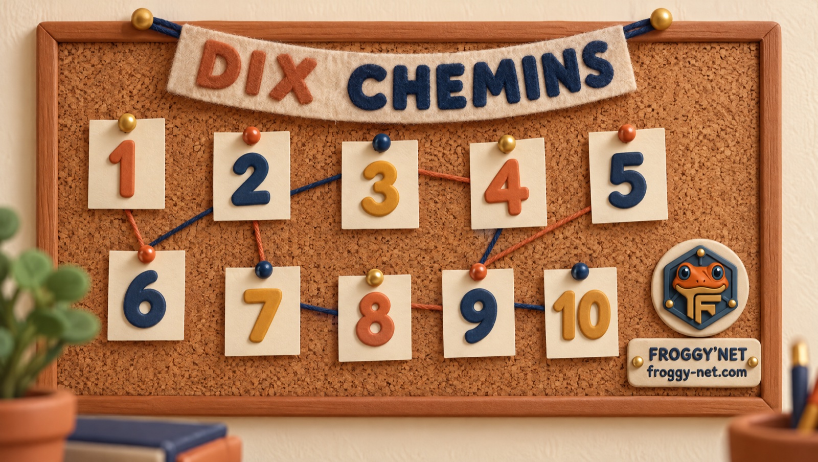 Tableau de liège avec dix fiches numérotées : les 10 stratégies pour trouver des clients