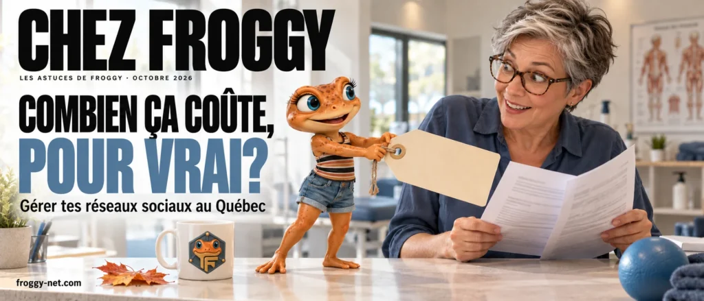 Forfait de gestion des réseaux sociaux au Québec : la propriétaire d'une clinique de physio des Laurentides compare deux soumissions avec Mini Froggy