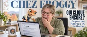 Impact des AI Overviews au Québec : Valérie Payotte surprise devant un Aperçu IA, Mini Froggy pointe le résumé