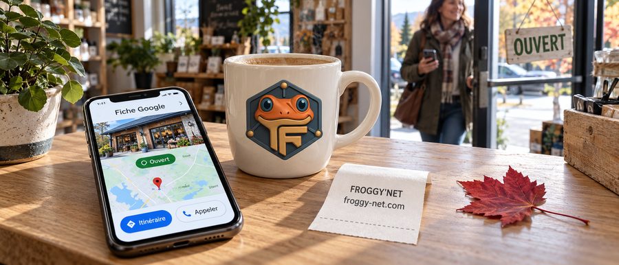Meilleur site pour trouver des clients gratuitement : une fiche Google ouverte sur un iPhone fait entrer une cliente dans une boutique des Laurentides