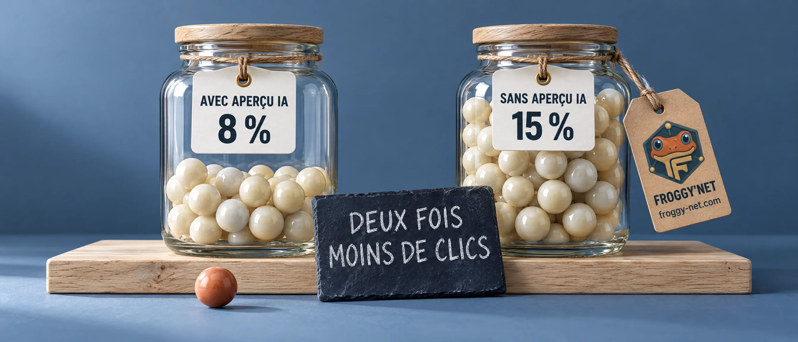 Impact des AI Overviews sur les clics : 8 % avec Aperçu IA contre 15 % sans, selon Pew Research