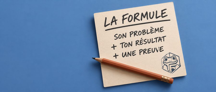 La phrase la plus efficace pour attirer des clients : une fiche La formule, son problème plus ton résultat plus une preuve