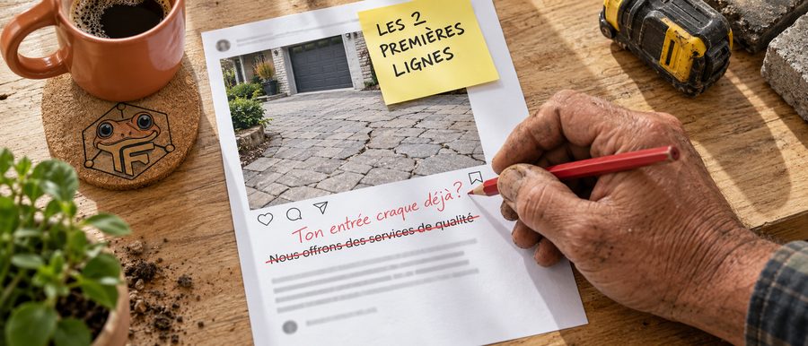 Meilleure phrase d’accroche sur les réseaux sociaux : la légende Instagram d’un paysagiste corrigée au crayon rouge, les deux premières lignes