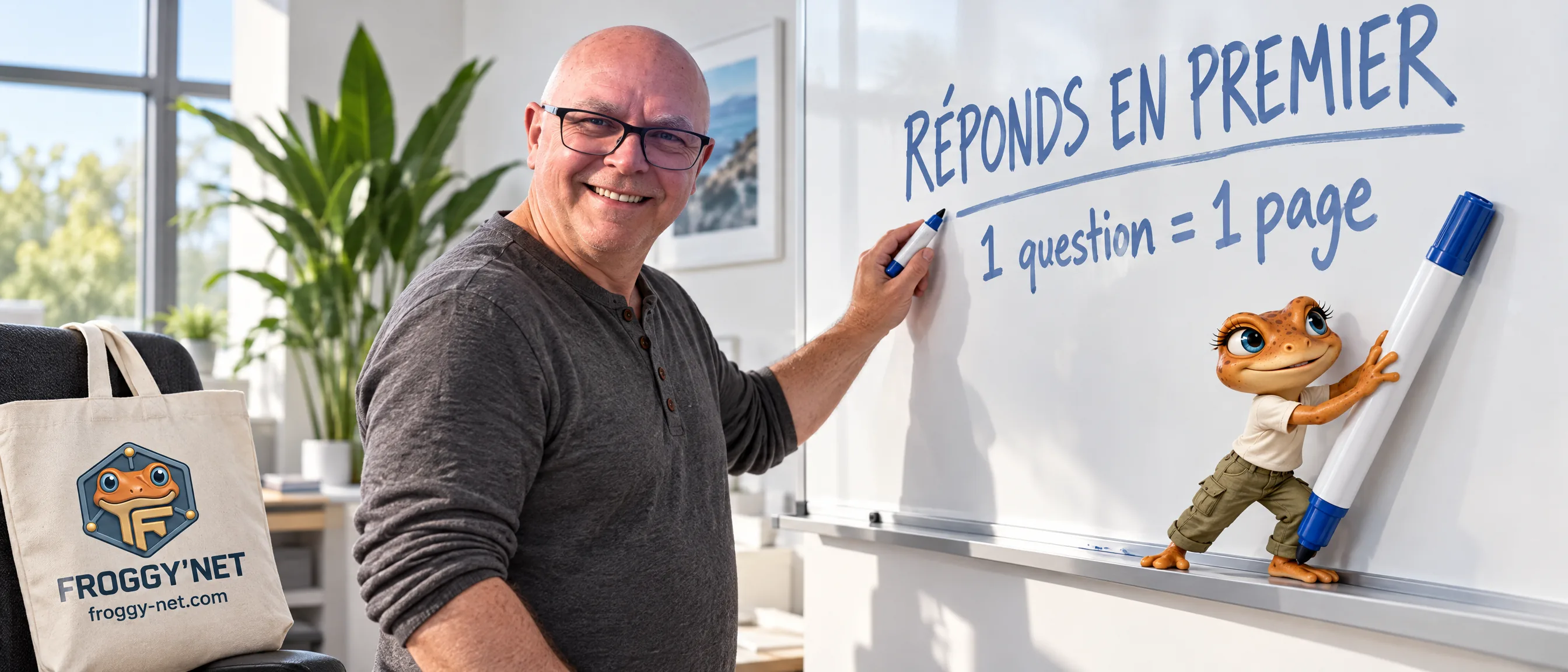 Devenir la source citée par Google : Daniel Chaput écrit Réponds en premier au tableau, avec Mini Froggy