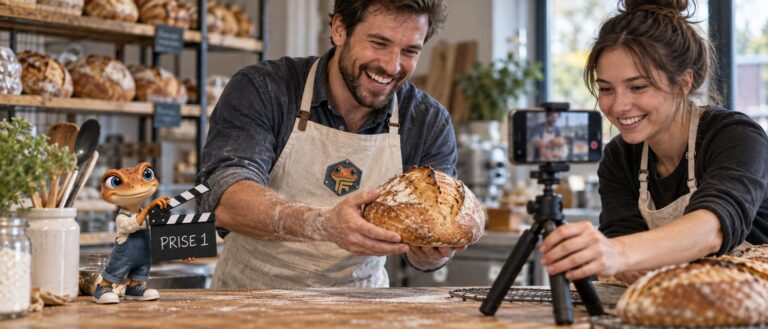 Réseaux sociaux et films : un boulanger se fait filmer avec sa miche, Mini Froggy tient la claquette « Prise 1 »